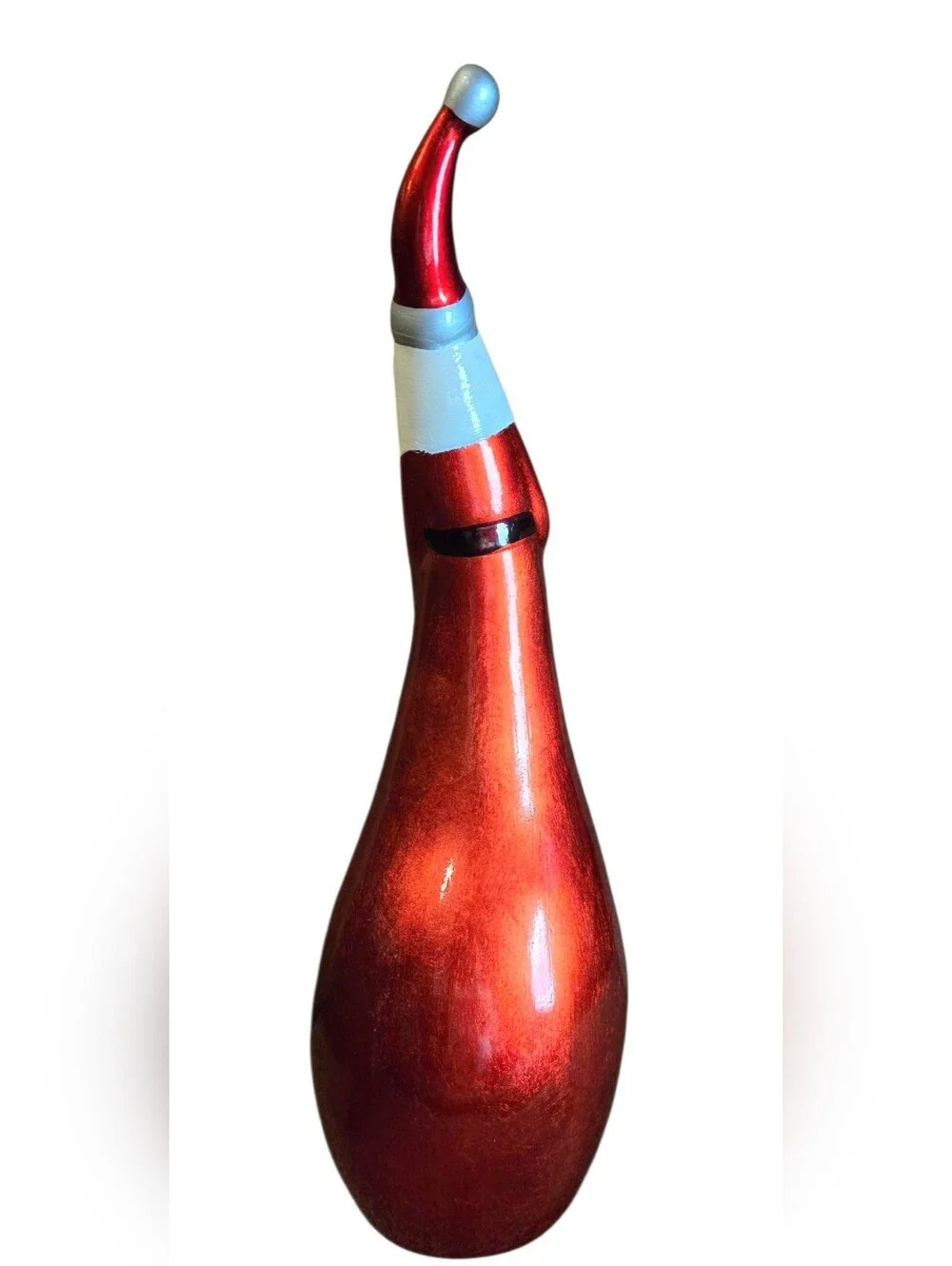 Vintage Pier 1 Glass Whimsical Tall Slim Santa Claus Curvy Figurine Gourd Style